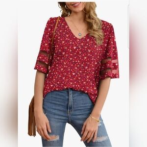 Floral Red Women's Top